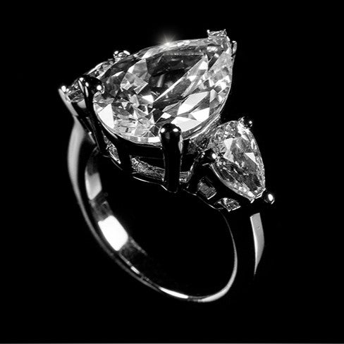 Delilah 13x10mm Pear Three Stone Engagement Ring | 6ct| 7.5ct