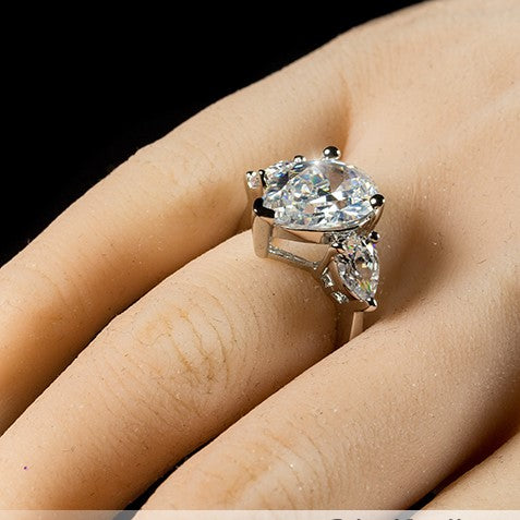 Delilah 13x10mm Pear Three Stone Engagement Ring | 6ct| 7.5ct