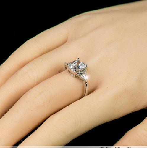 Gretchen 9x7mm Radiant CZ Three Stone Ring | 3ct