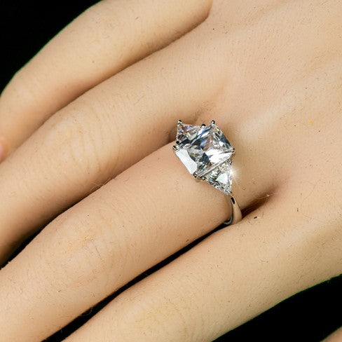 Gretchen 9x7mm Radiant CZ Three Stone Ring | 3ct