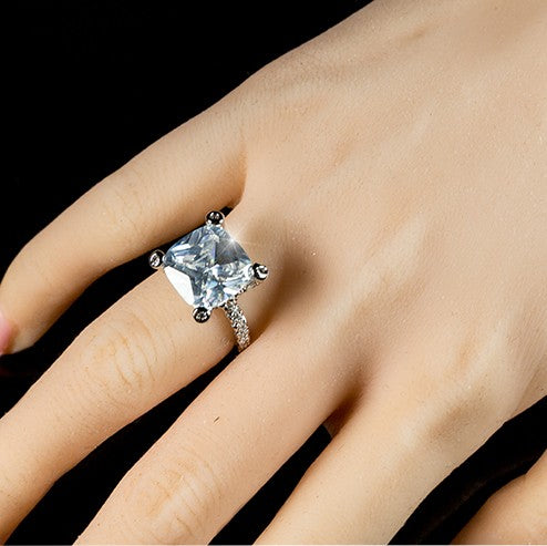 Lucine 12mm Cushion CZ Engagement Ring | 9.5ct