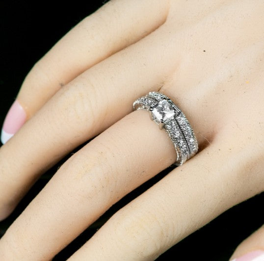 Lupe 5mm Princess Filigree Bridal Ring Set | 0.5ct |