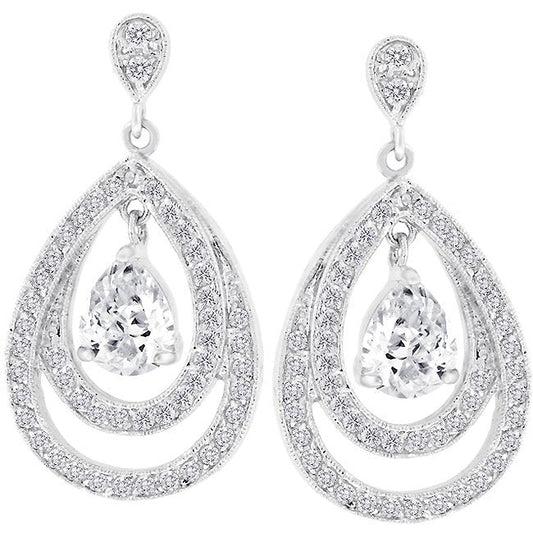 Milan Double Teardrop Dangle Earrings | 3.5ct