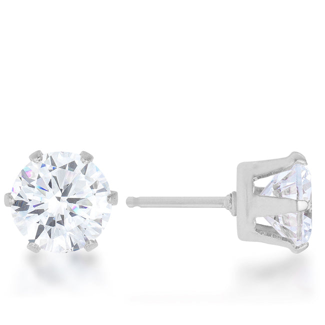 Reign 6mm Round Stud Earrings | 1ct | Stainless Steel