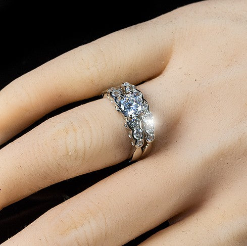 Melia 6mm Round CZ Engagement Ring Set | 1ct | 2ct