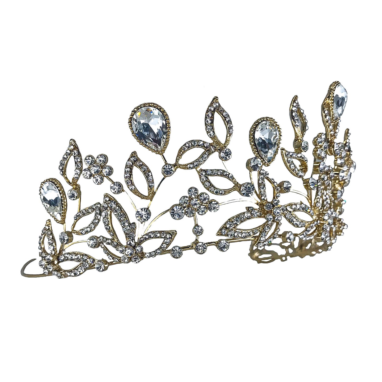 Sabrina Victorian Crystal Floral Silver Tiara