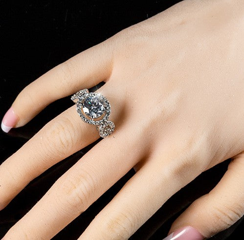 Selma 9mm Round CZ Trio Engagement Ring | 3ct | 4.5ct