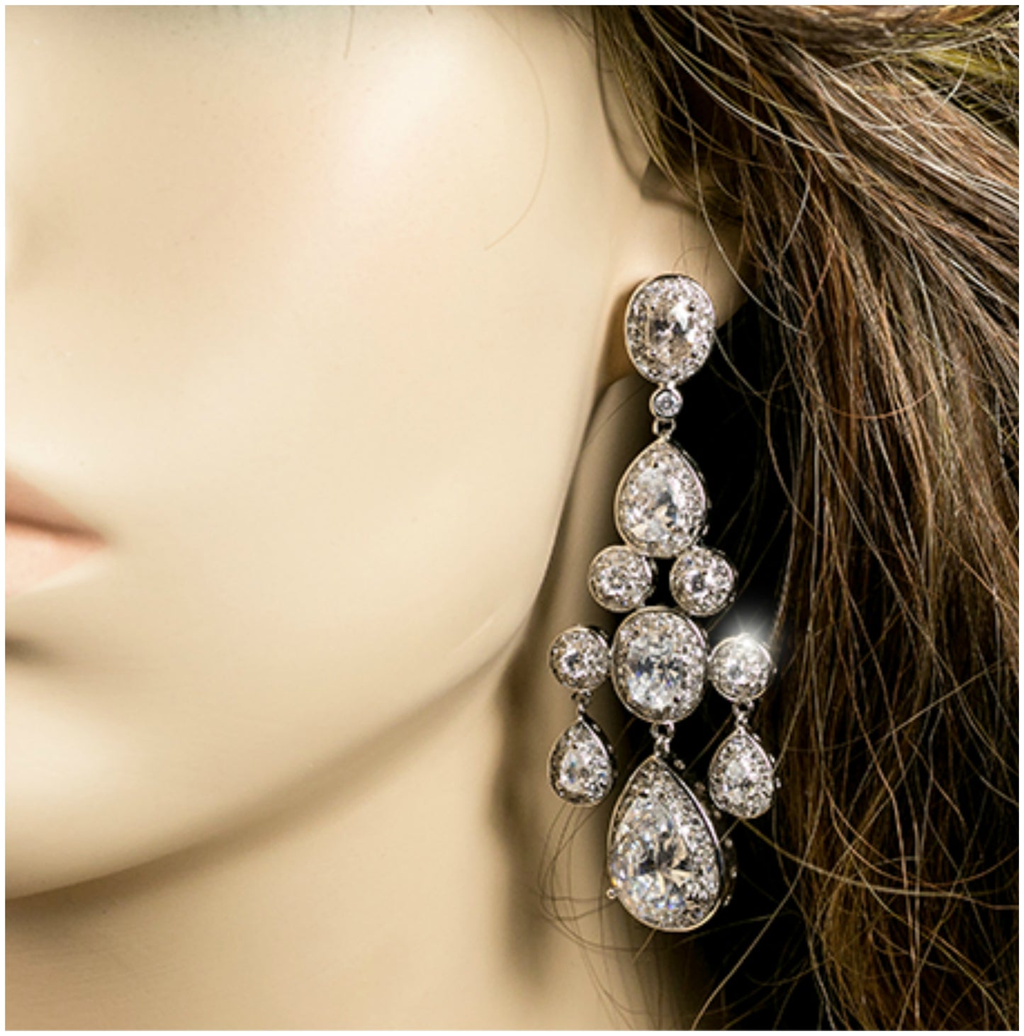 Ariana Cluster Dangle Chandelier Earrings | 2.8in