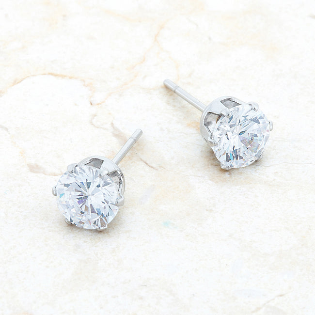 Reign 6mm Round Stud Earrings | 1ct | Stainless Steel