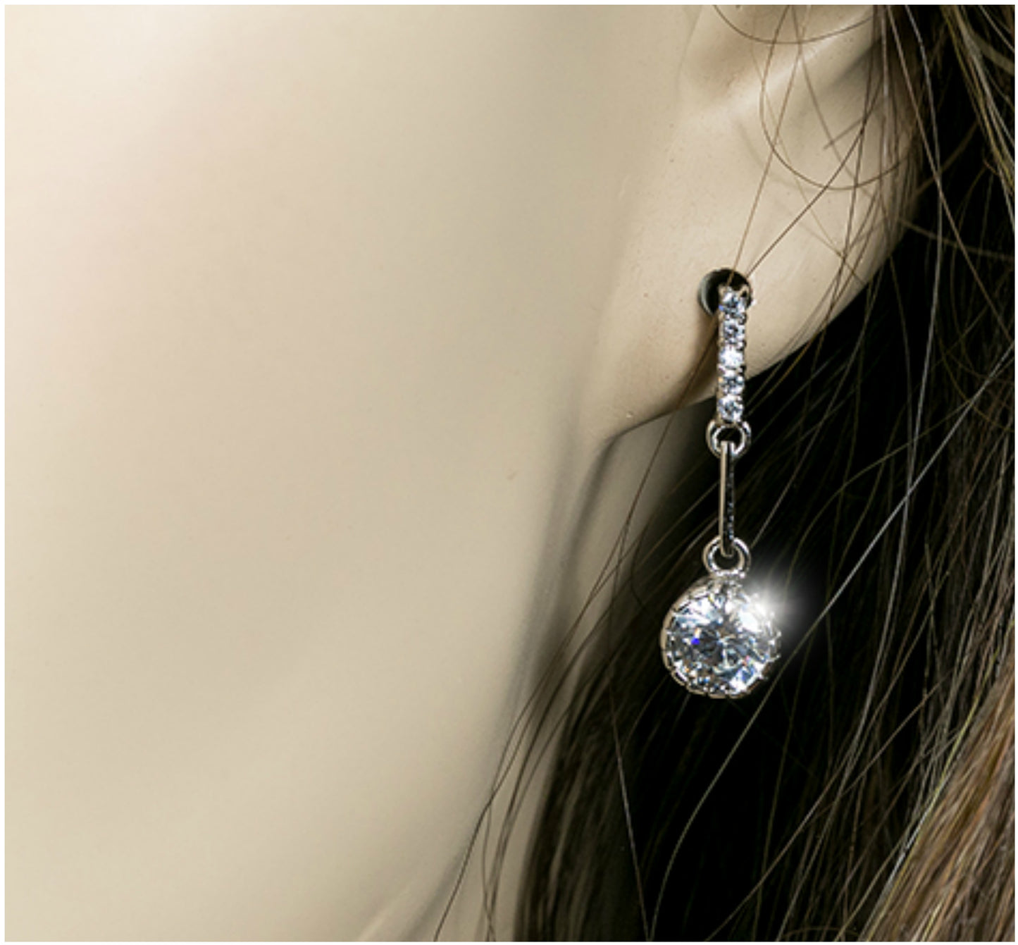 Maypo 6mm CZ Round Drop Earrings | 0.75ct