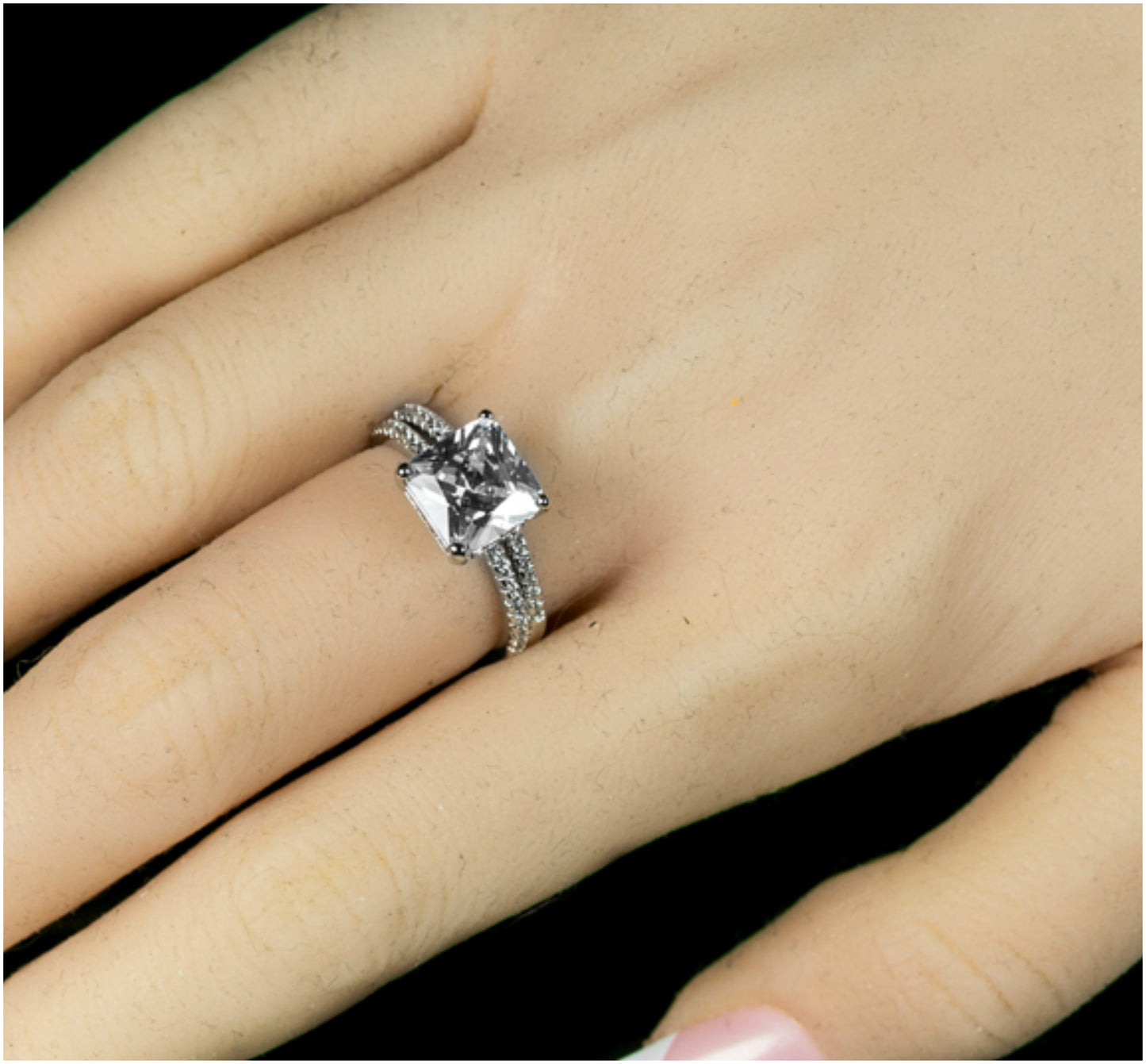 Lexy 8mm Princess CZ Engagement Ring Set | 3ct