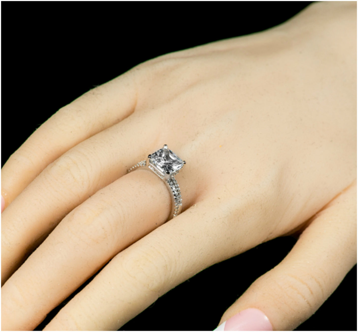 Lexy 8mm Princess CZ Engagement Ring Set | 3ct