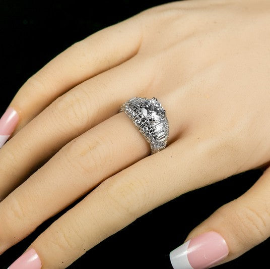 Iris 8mm Round CZ Milgrain Engagement Ring | 2.5ct | 4.5ct