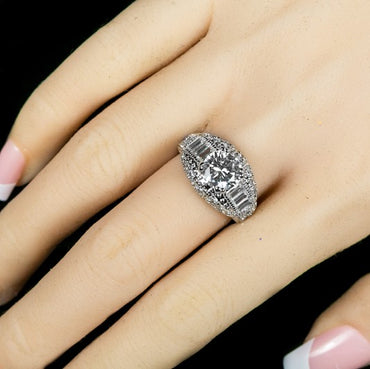 Iris 8mm Round CZ Milgrain Engagement Ring | 2.5ct | 4.5ct