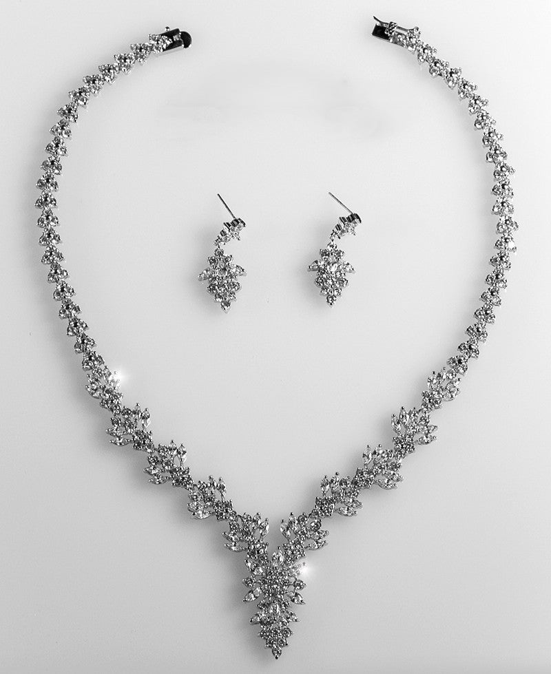 Nichelle Marquise Cluster Necklace Set