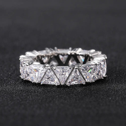 Fretila Trillant Triangle CZ Eternity Stackable Ring | 6ct