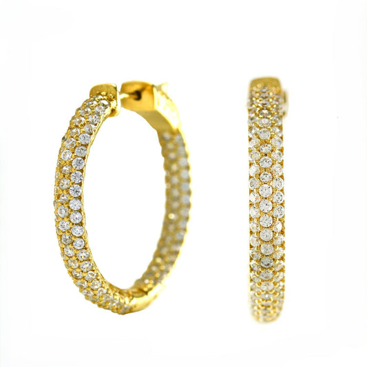 Heija Inside Out CZ Gold Hoop Earrings
