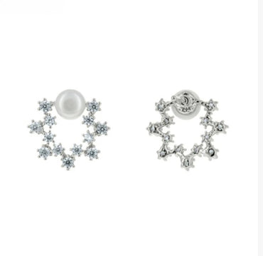 Rema Mini Pearl Cosmic CZ Stud Earrings