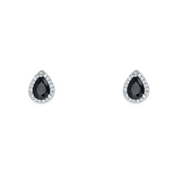 Shanna Black Pear Cut Halo Stud Earrings