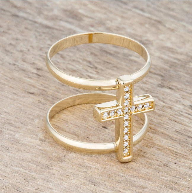 Francis CZ Contemporary Cross Ring