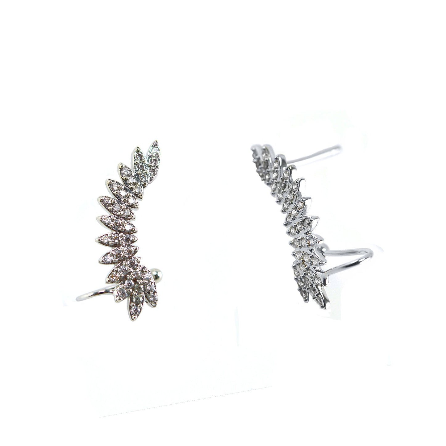 Shanna CZ Leaf Ear Climber Earrings