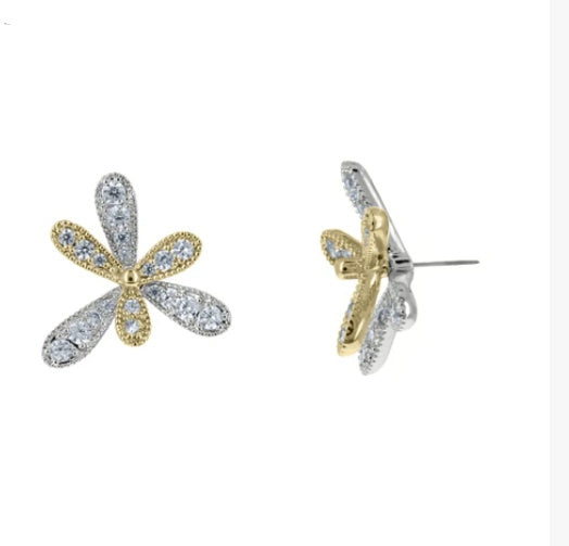 Lexi Pave CZ Double Moveable Clover Earrings