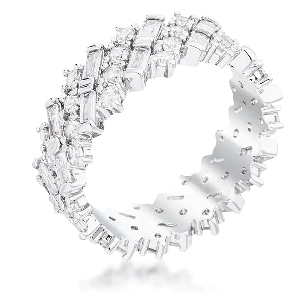 Meena Baguette CZ Eternity Wide Band Ring | 2.2ct