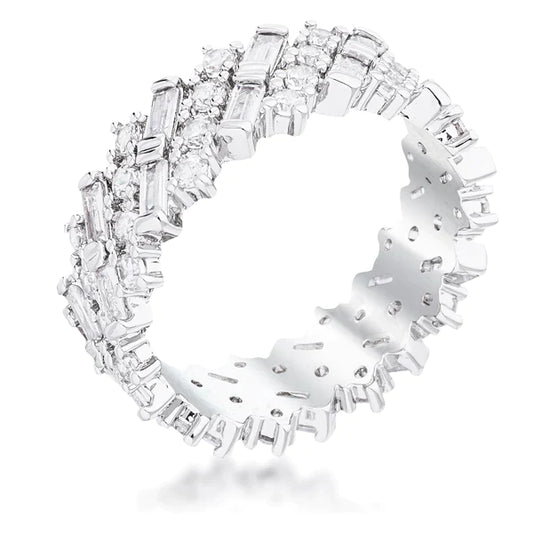 Meena Baguette CZ Eternity Wide Band  Ring | 2.2ct