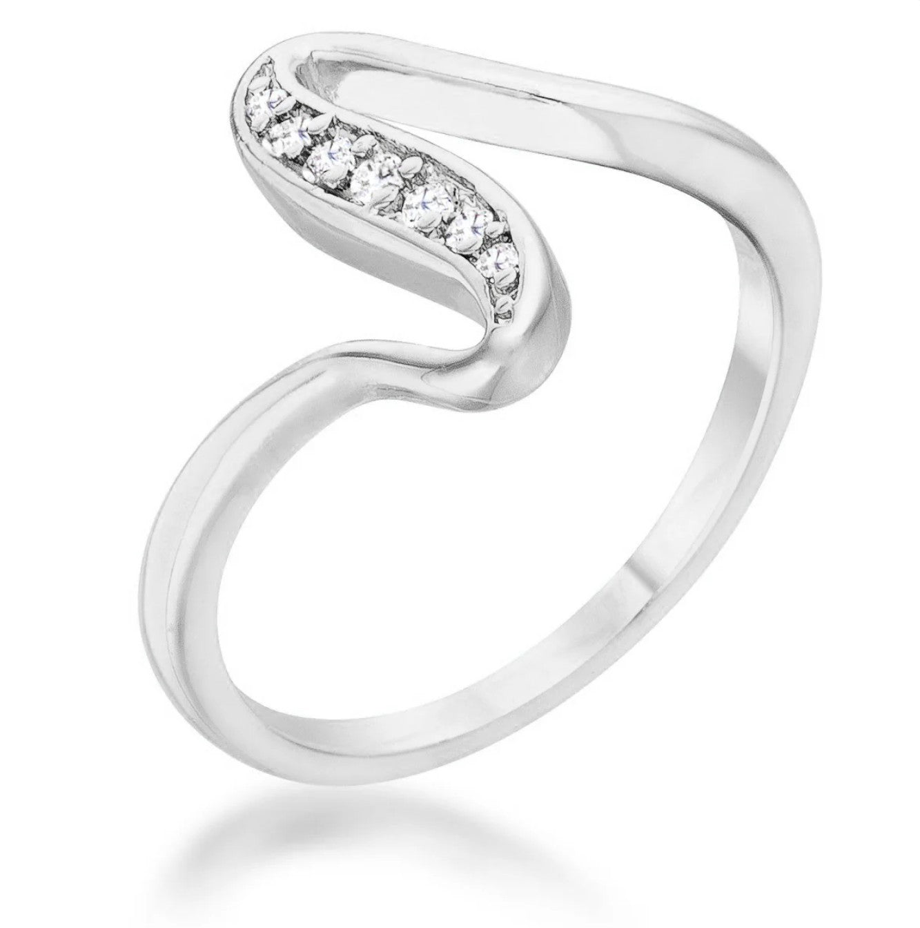 Sheryl 14k Gold CZ Simple Wave Fashion Ring