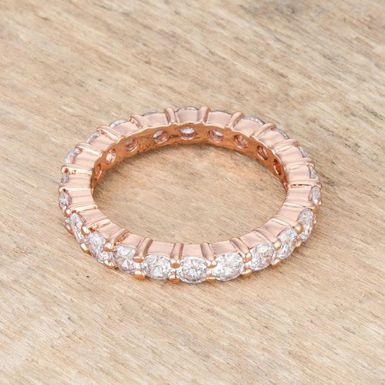 Elizabeth 3mm Round CZ Eternity Gold Ring | 4ct