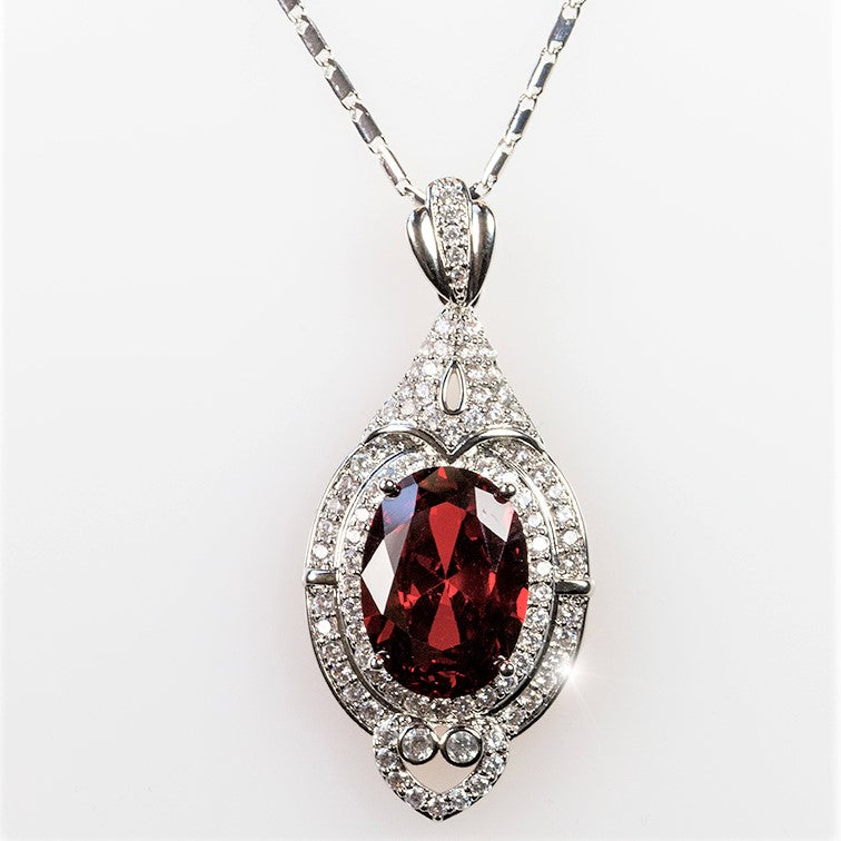 Adela Vintage Art Deco Ruby Oval Pendant | 13ct | 20ct