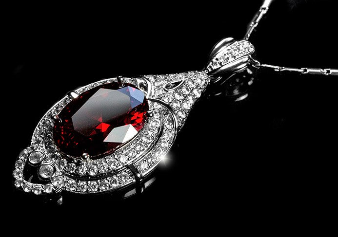 Adela Vintage Art Deco Ruby Oval Pendant | 13ct | 20ct
