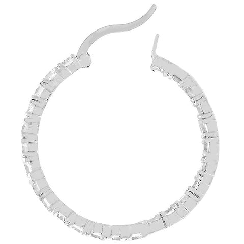 Abella Round Eternity Silver Hoop Earrings | 5.5ct