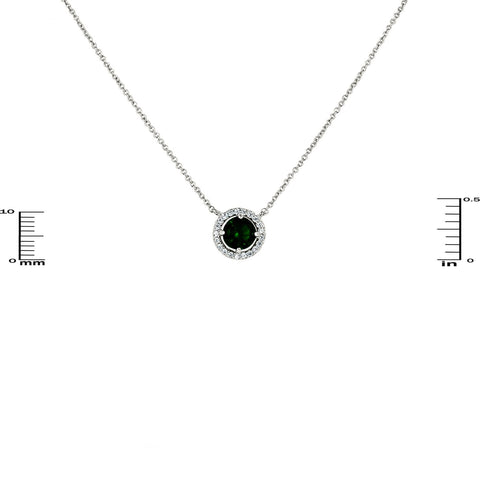 Isla Emerald Round CZ Halo Silver Pendant – 10mm | 1.2ct - Beloved Sparkles