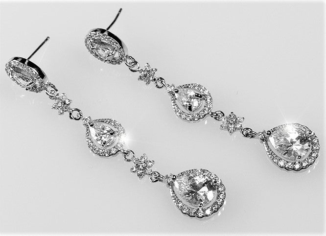 Alina Pear Drop Dangle Chandelier Earrings |  2.1in