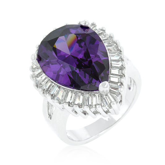Lorna 18mm Amethyst Pear CZ Cocktail Ring | 9.5ct