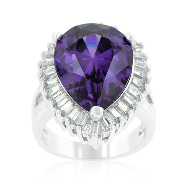 Lorna 18mm Amethyst Pear CZ Cocktail Ring | 9.5ct