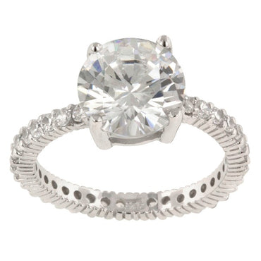 Anika 10mm Round Solitaire Engagement Ring | 4.5ct | Sterling Silver - Beloved Sparkles