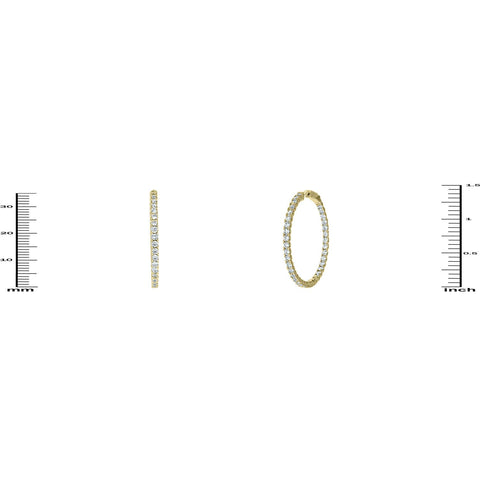 Anna 1.6” Inside Outside CZ Gold Hoop Earrings