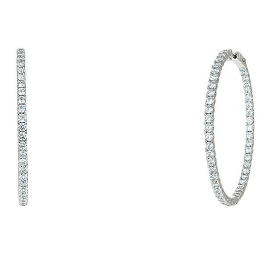 Anna Inside Outside CZ Hoop Earrings | 2in