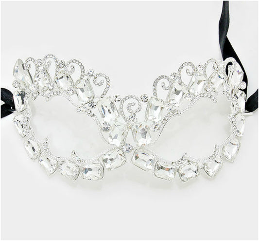 Annika Art Deco Cluster Statement Masquerade Mask | Crystal - Beloved Sparkles
- 1