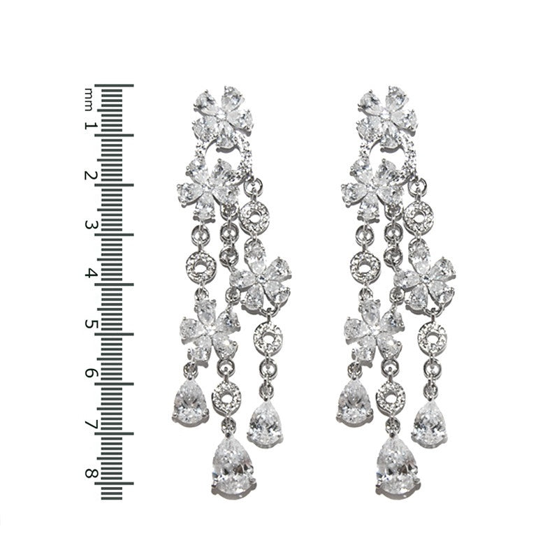 Audra Cascade Flower Chandelier Earrings | 83mm