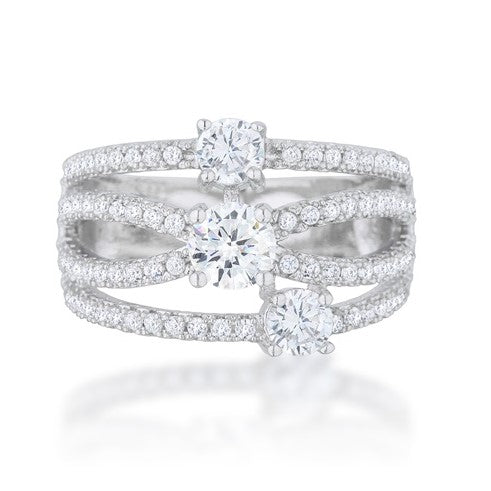 Beatrice Three Rows CZ Wide Band Ring | 1.8ct