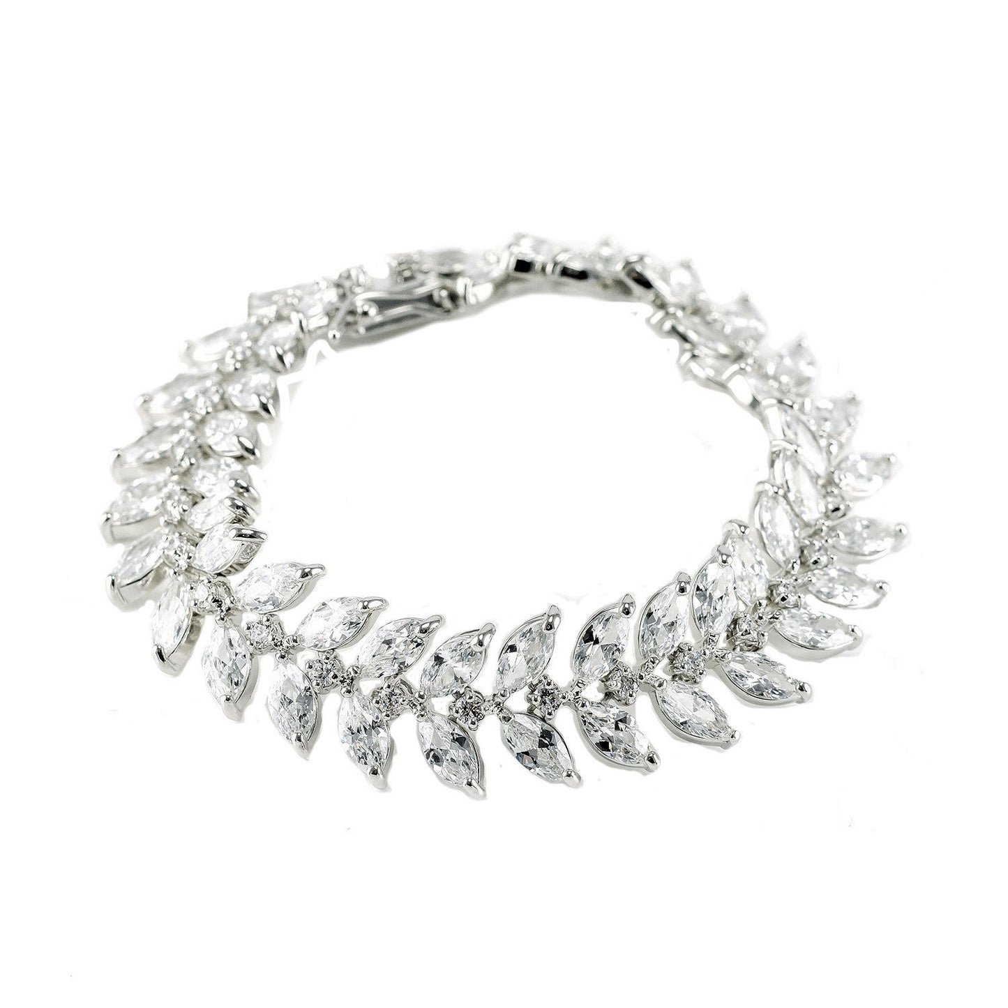 Becky 8x4mm Marquise Leaf CZ Tennis Bracelet | 7in