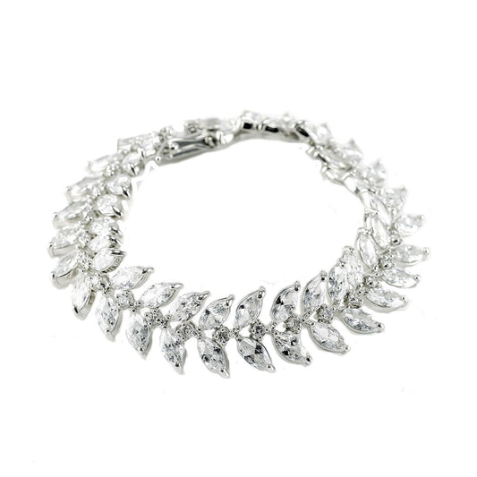 Becky 8x4mm Marquise Leaf CZ Tennis Bracelet | 7in
