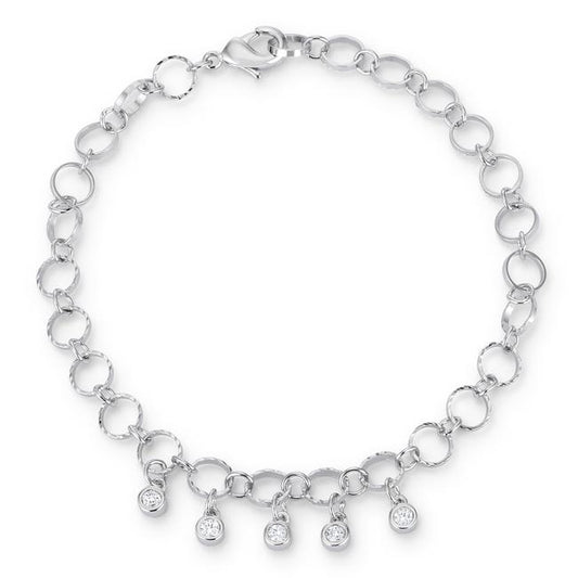 Beeja Round CZ Charm Bracelet | 8in