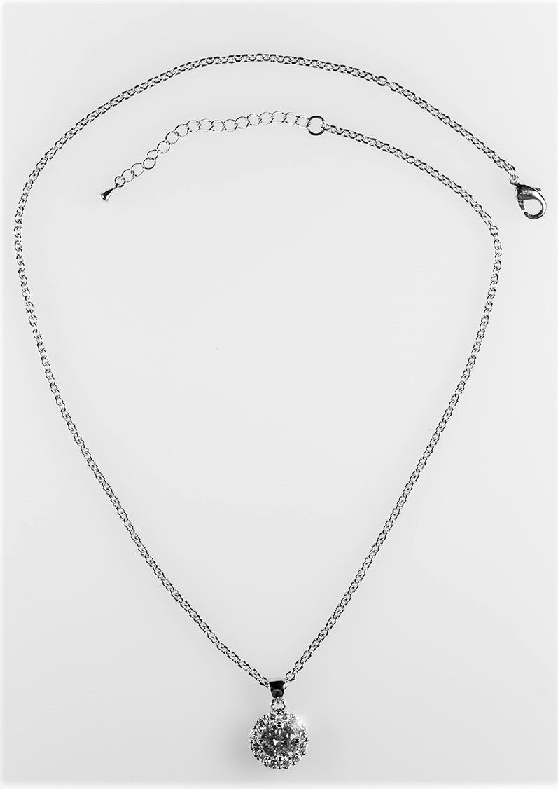 Belle 8mm Round CZ Halo Pendant | 2ct