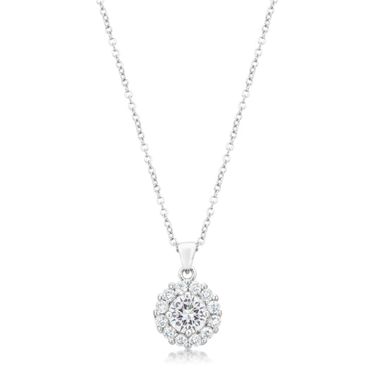 Belle 8mm Round CZ Halo Pendant | 2ct