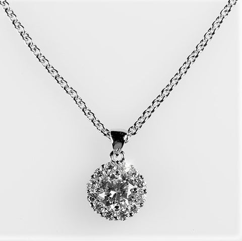 Belle Clear Round Halo Pendant | 3.2ct