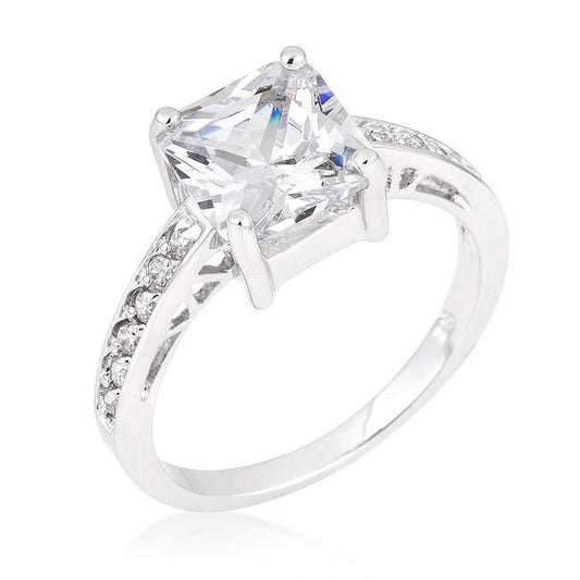 Barrie 8mm Princess CZ Engagement Ring | 3ct | 925 Sterling Silver